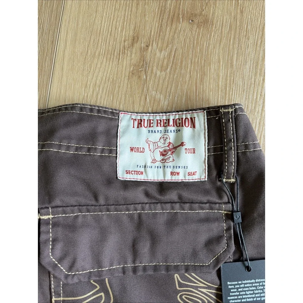 True Religion Jeans Men's Bracken Brown Baggy Cargo Pants Size 36 Y2K NWT